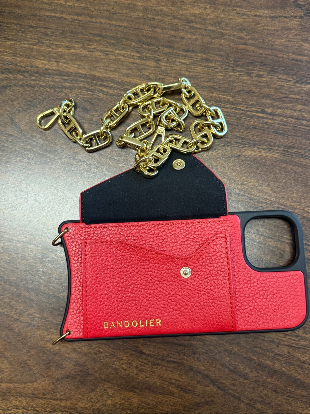 Bandolier Hailey Case for iPhone 14 in Red/Gold with Isla Wristlet - Picture 5 of 15